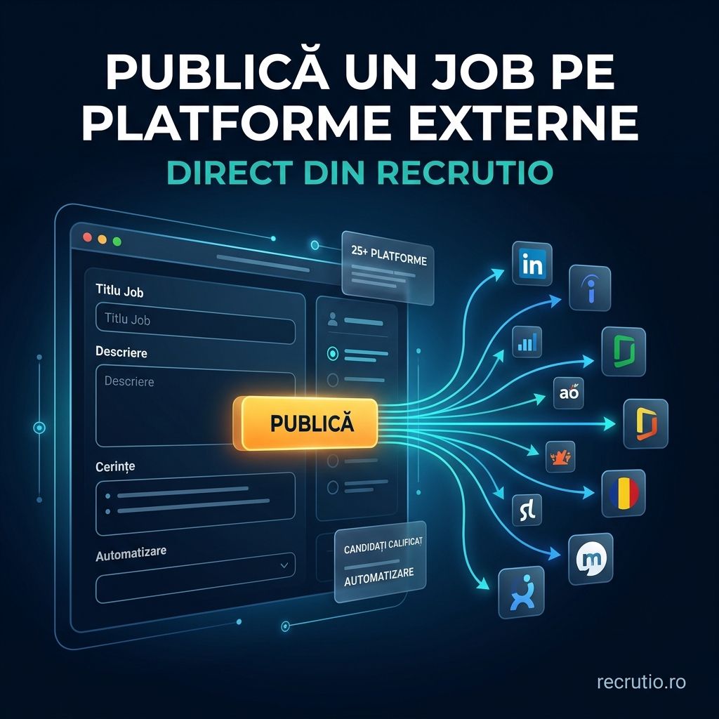 Publică un job pe platforme externe direct din Recrutio — integrare ATS cu eJobs